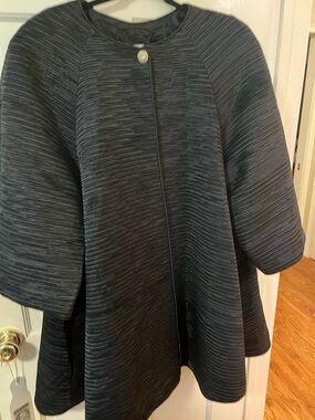 EUC Vintage Black Textured Formal Swing Coat by George F. Couture, sz. Large